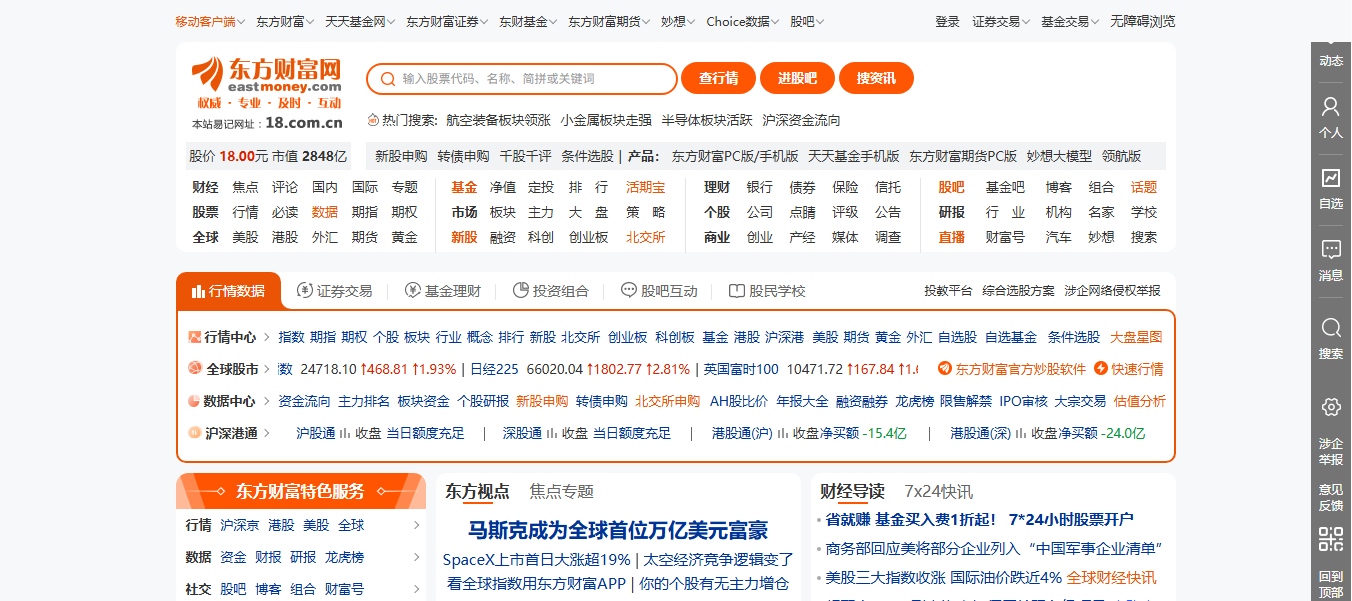 东方财富网 网站预览